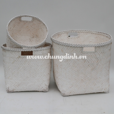 White Bamboo basket for storage and Home decor