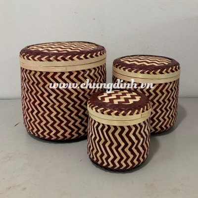 Bamboo round box for storage and home decoration