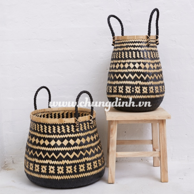 New black and natural Bamboo basket for storage and home decor