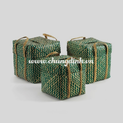 Square seagrass box with handle