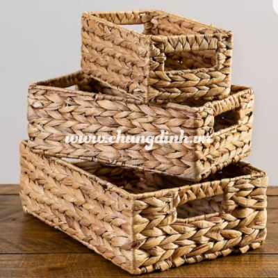 Rect waterhyacinth basket with handle